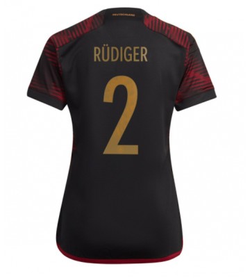 Germany Antonio Rudiger #2 Replica Away Stadium Shirt for Women World Cup 2022 Short Sleeve